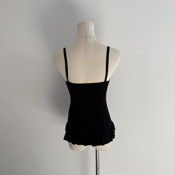 Sandro Paris Black Knit Ruffle Hem Camisole Top | Women’s Size Small - Picture 3 of 5